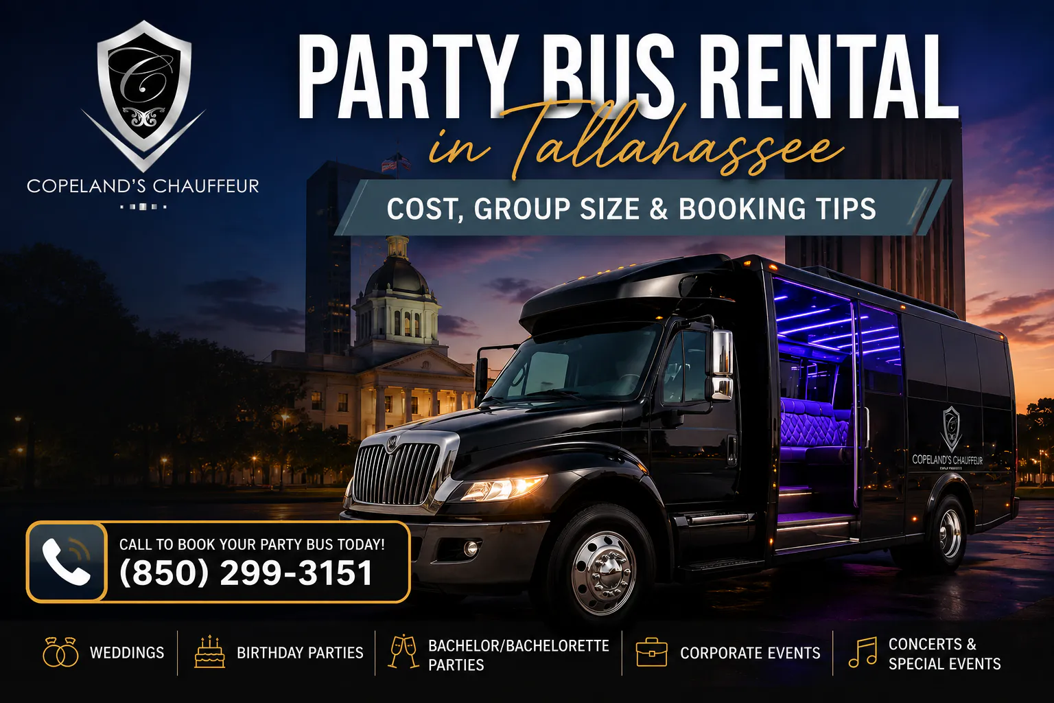 PARTY BUS RENTAL IN TALLAHASSEE & SURROUNDING AREA in 2026/27