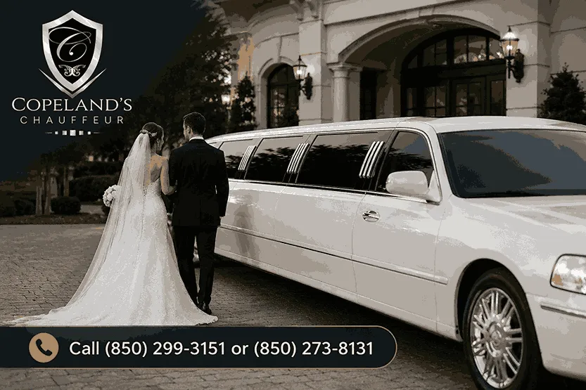Wedding stretch limousine service by Copeland's Chauffeur in Monticello
