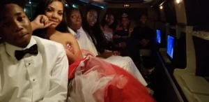 Prom group preparing to board a party bus in Thomasville, GA